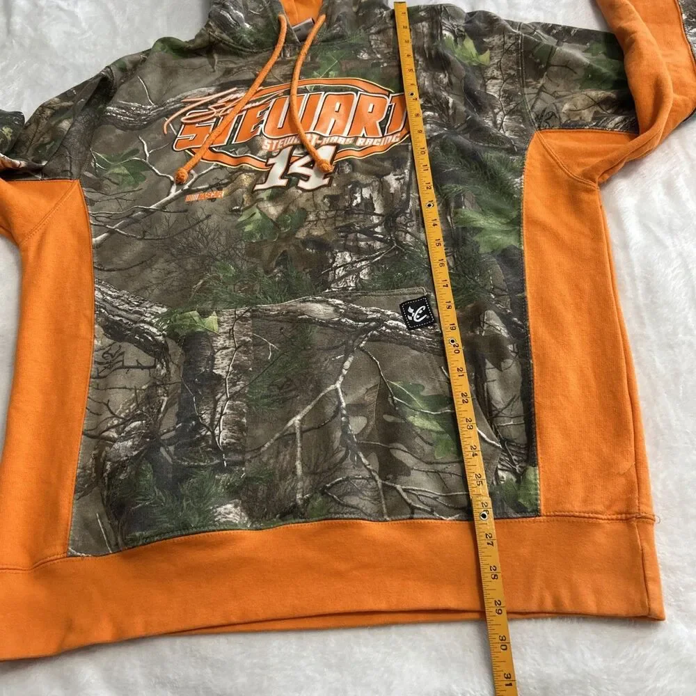 Chase Tony Stewart NASCAR Hoodie Men’s Large Orange Camo Pullover Sweater Hooded